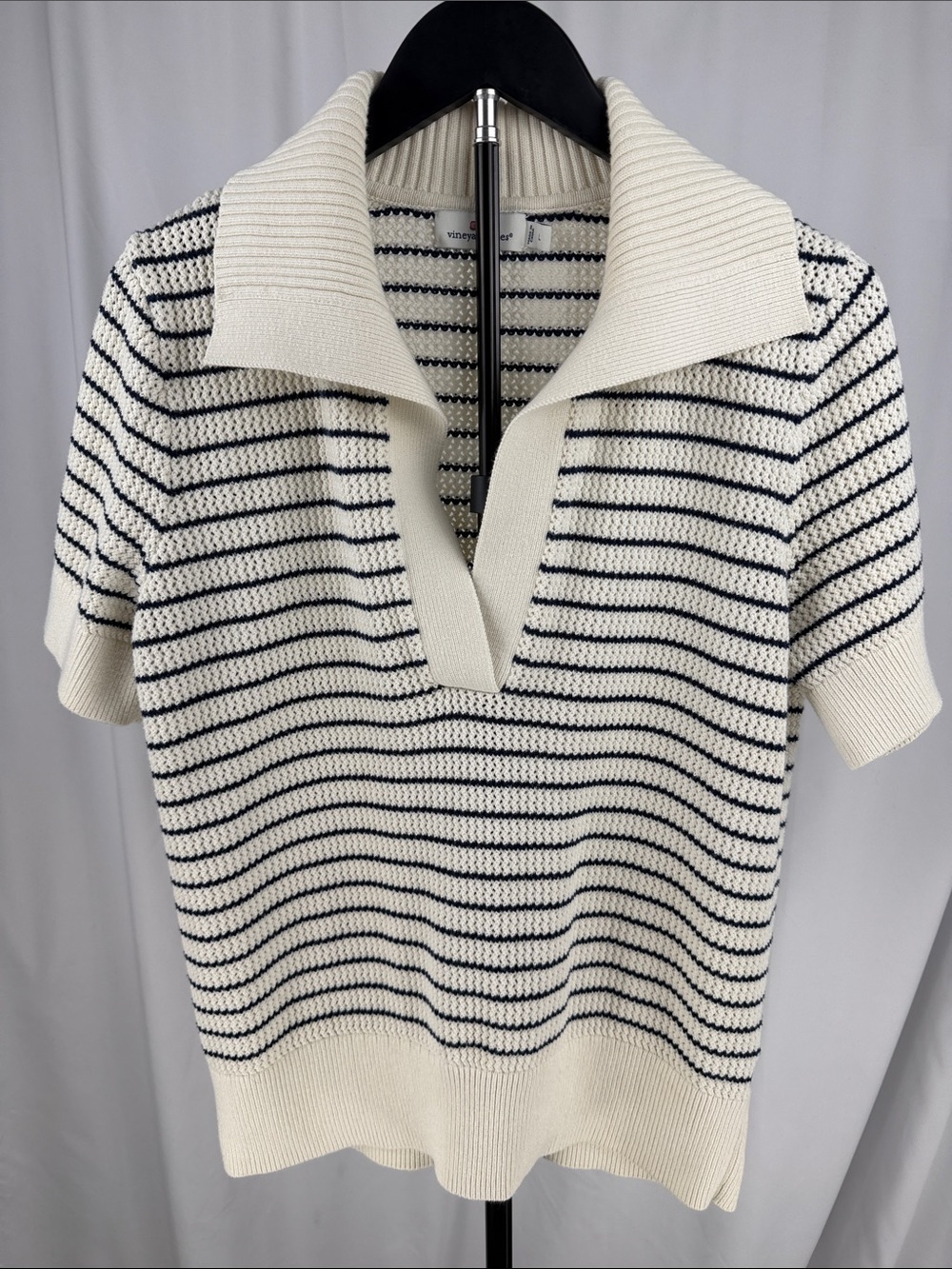Vineyard Vines Striped Short Sleeve Polo Sweater L